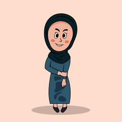 Female cartoon character wearing muslim clothes,vector,illustration.