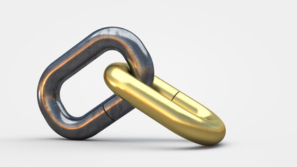 Metal chain links. Teamwork partnership concept
