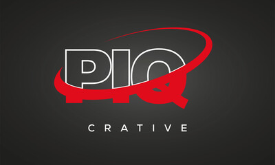 PIQ creative letters logo with 360 symbol vector art template design