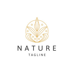 Nature leaf line logo concept, flat icon design vector template