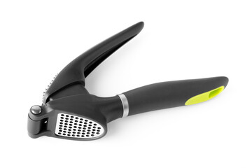 Modern garlic press isolated on white background. The concept of kitchen utensils or tool. isolated...