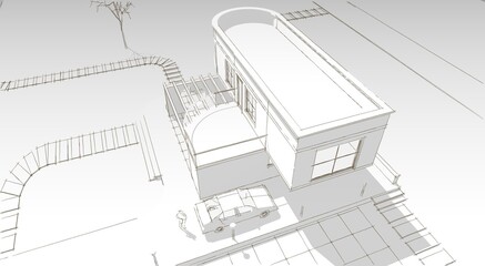 Fototapeta na wymiar residential architecture house sketch 3d illustration