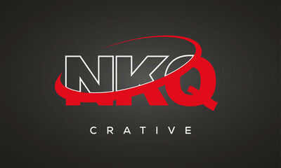 NKQ creative letters logo with 360 symbol vector art template design