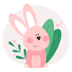 pink easter bunny / little rabbit / cute / illustration for easter / vector 