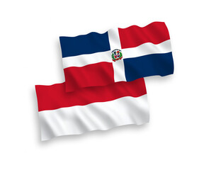 Flags of Indonesia and Dominican Republic on a white background