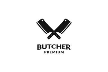Flat butcher knife icon logo design