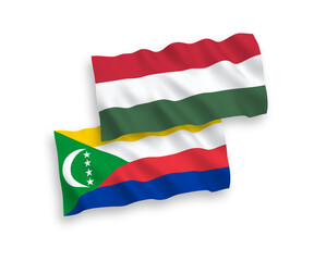 Flags of Union of the Comoros and Hungary on a white background