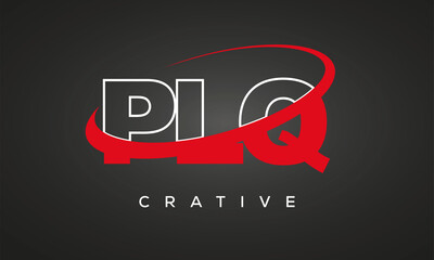 PLQ creative letters logo with 360 symbol vector art template design