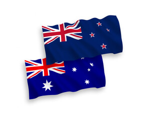 Flags of Australia and New Zealand on a white background
