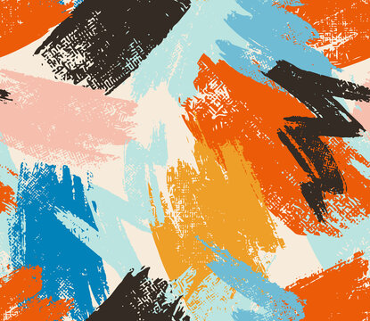 Abstract Artistic Brush Strokes Seamless Pattern