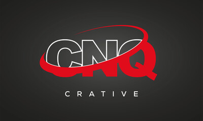 CNQ creative letters logo with 360 symbol vector art template design