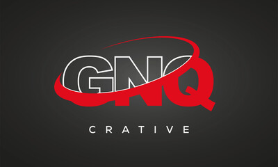 GNQ creative letters logo with 360 symbol vector art template design