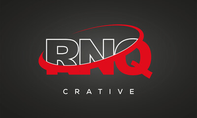 RNQ creative letters logo with 360 symbol vector art template design