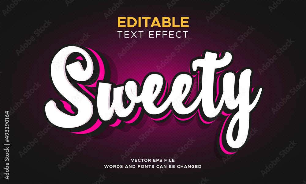 Fototapete sweety text effect. editable 3d fancy font style perfect for logo, title or heading