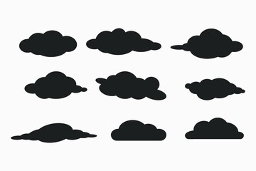 Cloud silhouette. Vector set of cloud shape. Design elements for weather icon, storage logos and more
