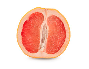 Half of tasty ripe grapefruit on white background