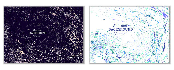 Multicolored paint splashes, smears, dust particles and debris are carried by the wind. A set of two templates. Design template for the design of banners, posters, booklets, covers, magazines. EPS 10