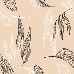 Graphic seamless pattern with leaves. Digital elegance design for fabric, textile, wallpaper and packaging 