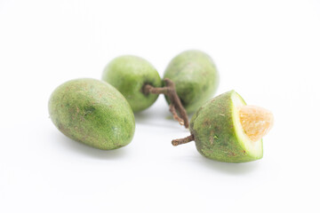 branch of raw olive isolated on white background