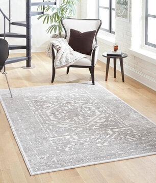 Modern stylish living area carpet textile design.