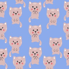 Obraz na płótnie Canvas seamless pattern with animals, pattern with cute cat, pattern with kitten 