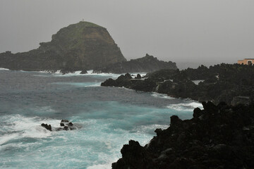 Porto moniz, Madeira, Portugal - february 25 2018 : natural pool