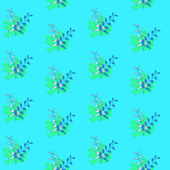 Vector seamless half-drop pattern, with leaves 