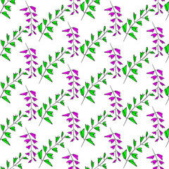 Vector seamless half-drop pattern, with leaves 
