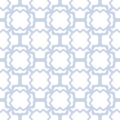 Vector abstract seamless mesh pattern. Blue and white ornament texture with curved grid, wavy net, lattice, floral shapes. Simple background. Repeat design print, decoration, textile, cover, wallpaper