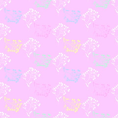 Vector seamless half-drop pattern, with leaves  and bud