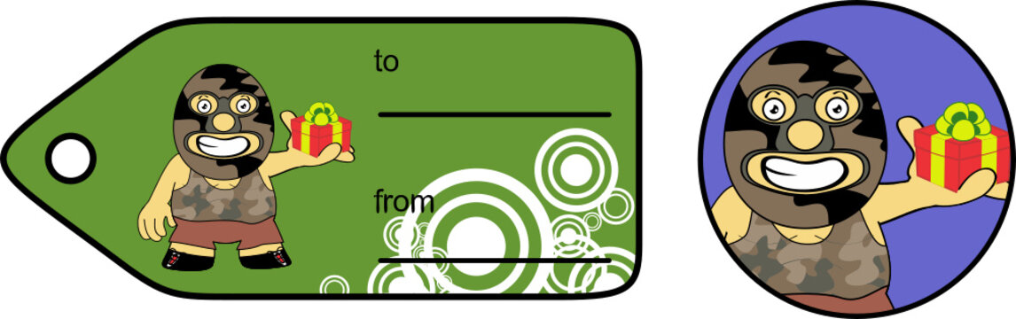 funny mexican westler character cartoon gift card sticker illustration in vector format