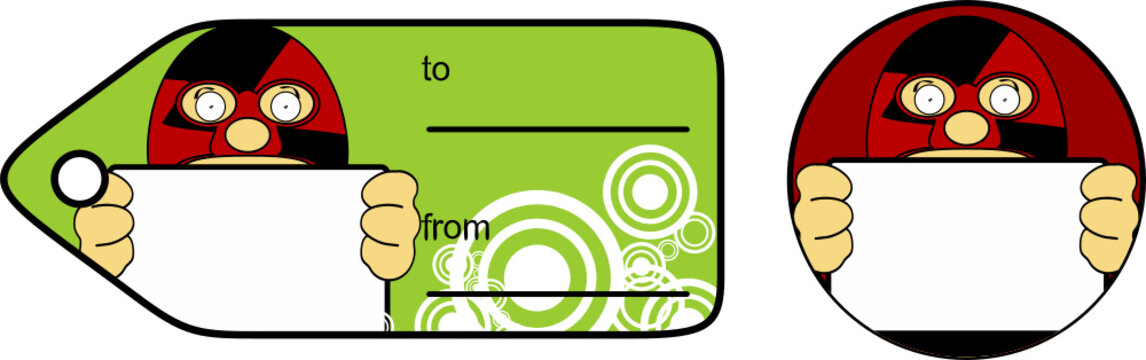 funny mexican westler character cartoon gift card sticker illustration in vector format