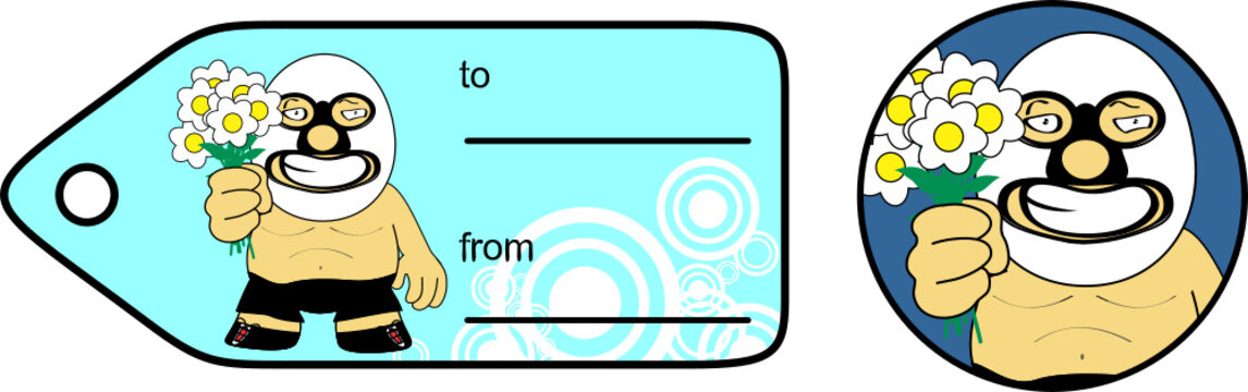 love mexican westler character cartoon gift card sticker illustration in vector format
