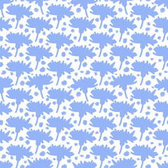 Abstract seamless pattern, Colorful repeat ornament, Fabric texture, Minimal background. Simple abstract design, Textile print, Cornflower silhouette wallpaper, Blue flower pattern