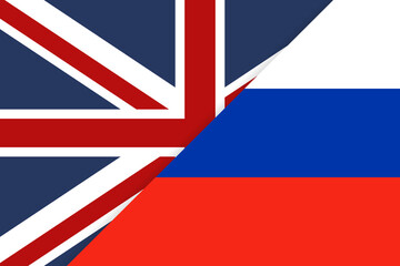 Fototapeta na wymiar United Kingdom vs Russia flags