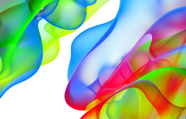 Fototapeta premium 3d render of abstract art with part of surreal 3d alien flower sculpture in organic curve round wavy bio forms in matte plastic material in rainbow spectrum gradient color on isolated white background