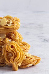 Homemade chebakias pastries, typical Moroccan sweets with honey