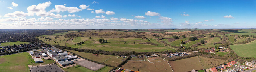 beautiful Sunny day over Galley and Warden Hills England, drone's footage