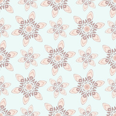 Seamless pattern with soft pink fantasy flowers. Vector background