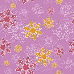 Fototapeta na wymiar Bright fantasy floral pattern. Seamless vector background