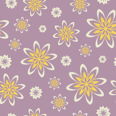 Seamless pattern - floral salute, shades of yellow and gray. Vector background