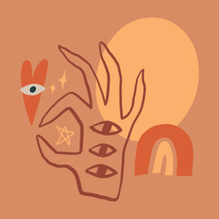 Obraz premium Reiki hand energy magical hands vector illustration