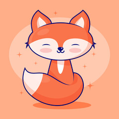 Cute cartoon fox in modern simple flat style