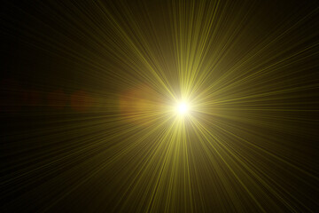 Easy to add lens flare effects for overlay designs or screen blending mode to make high-quality images. Abstract sun burst, digital flare, iridescent glare over black background.