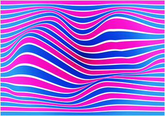 Distorted wavy lines abstract background vector illustration, curve It has a pink and blue straight line pattern.	