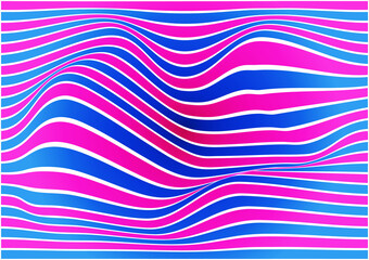 Distorted wavy lines abstract background vector illustration, curve It has a pink and blue straight line pattern.	
