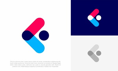 letter F logo initial abstract overlapping colour vector icon design illustration