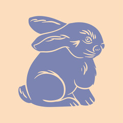 Ester bunny, rabbit. Simple vector illustration in flat style. Pastel color