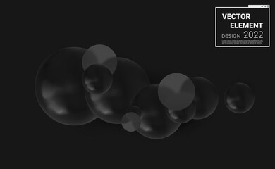 abstract ball and glass isolated on black background. Vector illustration in concept digital, technology, modern, science.