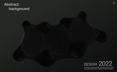 Abstract composition of floating spheres. Elegant black color. 3D eps10 vector